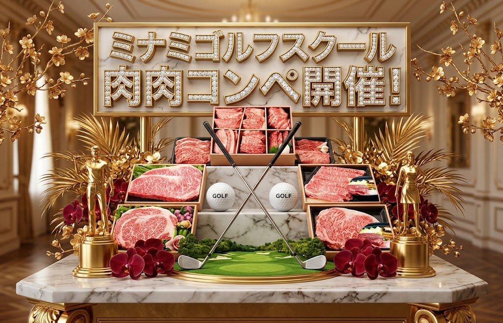 ミナミゴルフスクール 肉肉コンペ開催！ 賞品のお肉とゴルフクラブ